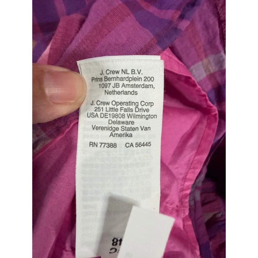 Crewcuts J.Crew Girls Pink Purple Plaid Sleeve Ruffle Babydoll Dress Size 10